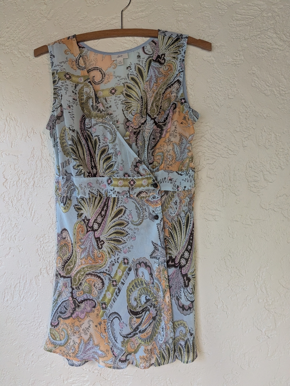 J. Jill Light Blue Paisley Wrap-Style Max Top